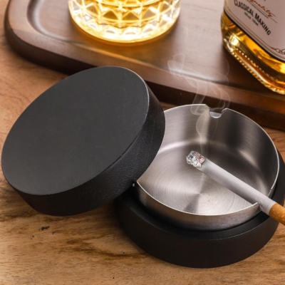 Wooden Decorative Ashtray with Metal Liner