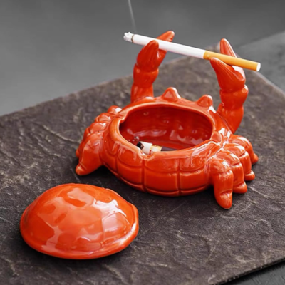 Ceramic Windproof Ashtray with Decorative Lid