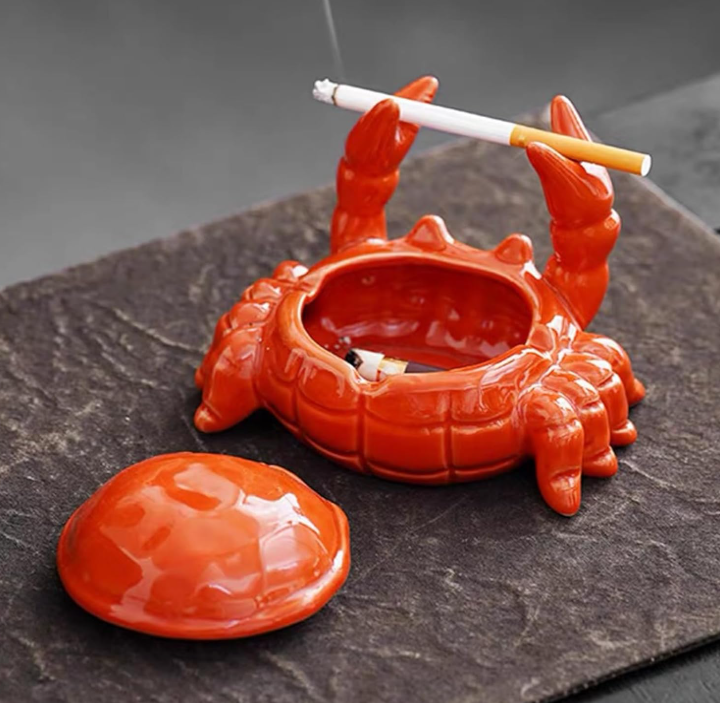 Ceramic Windproof Ashtray with Decorative Lid