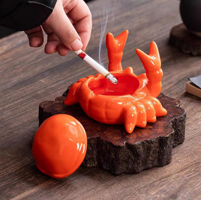 Ceramic Windproof Ashtray with Decorative Lid - Image 2
