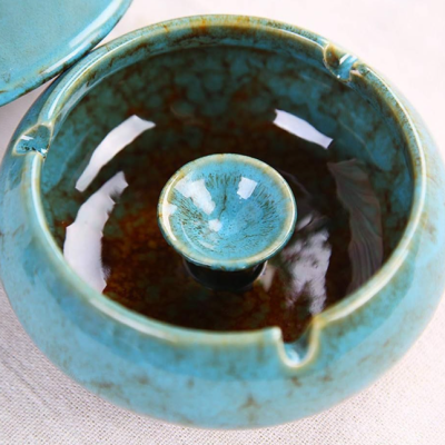 Ceramic Ashtray with Lid for Home and Patio