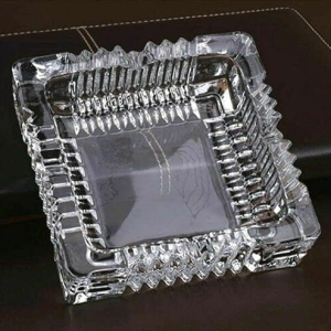 Thick Square Glass Tabletop Ashtray