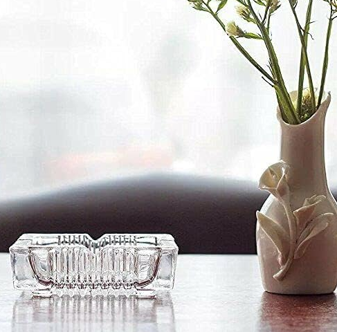 Thick Square Glass Tabletop Ashtray - Image 2