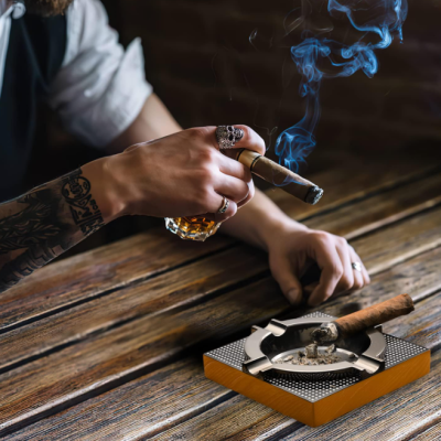 Modern Metal Cigar Ashtray for Patio