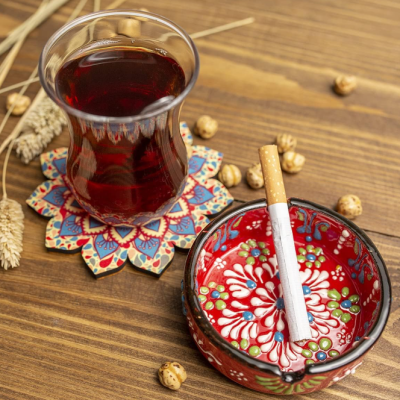 Hand-Painted Ceramic Ashtray Set of 4