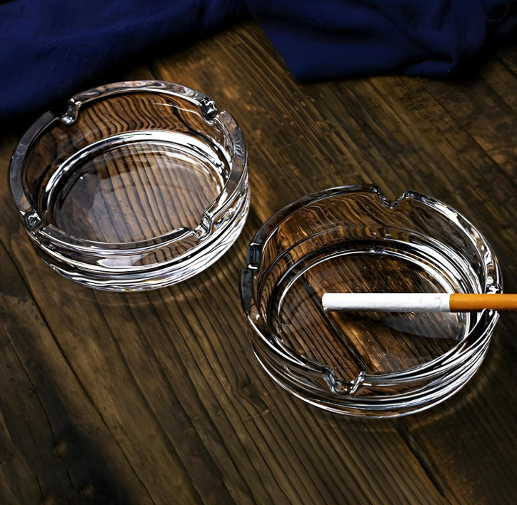 Modern Clear Glass Ashtray Set