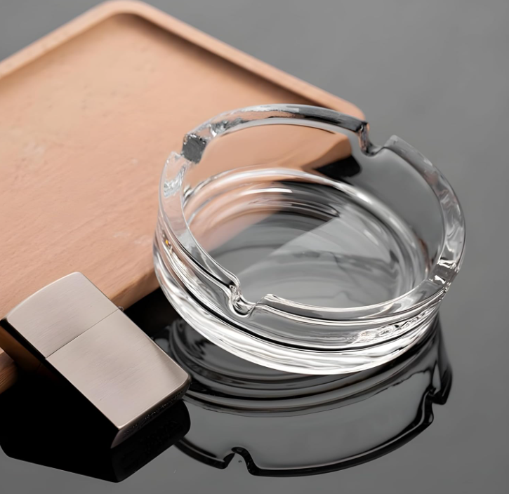 Modern Clear Glass Ashtray Set - Image 2