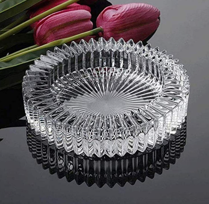 Large Round Glass Smoking Ashtray