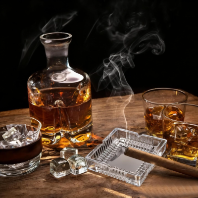 Heavy Duty Square Glass Ashtray Set of 3