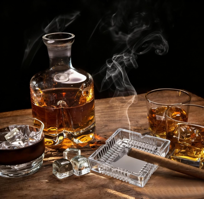 Heavy Duty Square Glass Ashtray Set of 3