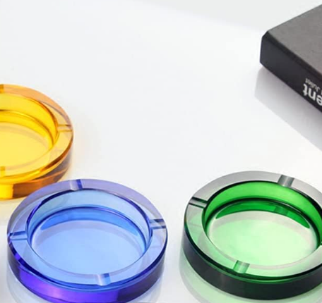 Colored Crystal Glass Ashtray - Image 2
