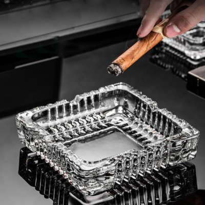 Large Square Glass Cigar Ashtray
