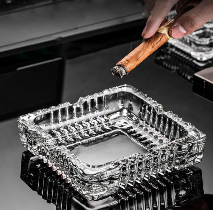 Large Square Glass Cigar Ashtray